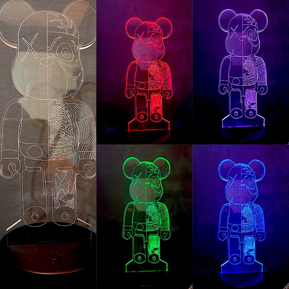 Kaws Bearbrick Companion multi-coloured 3D lamp